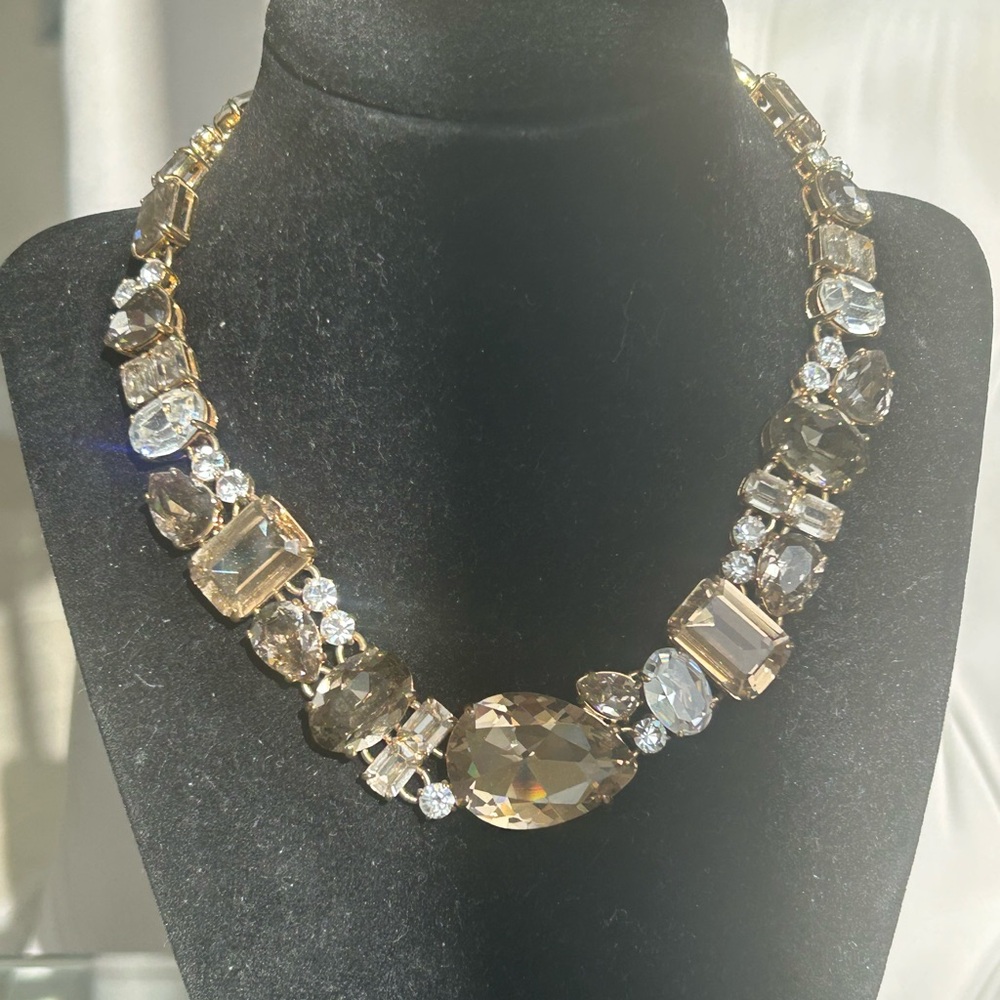 Henri Bendel Elegant Gold Tone and Crystal Necklace